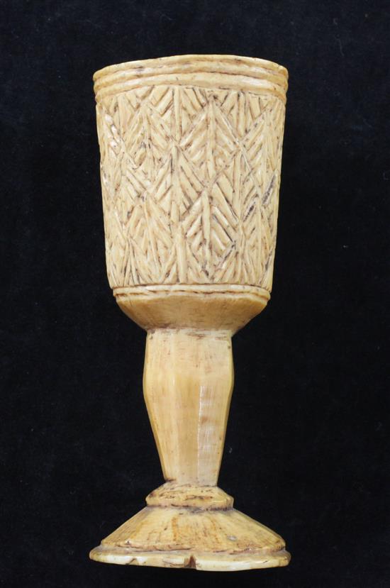 A 19th century or earlier African ivory goblet, 4.25in.